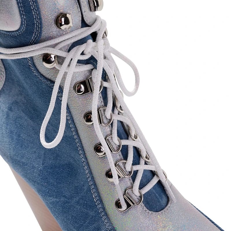Lotte - Stiefeletten Western aus Jeansstoff mit lacci mit Absatz
