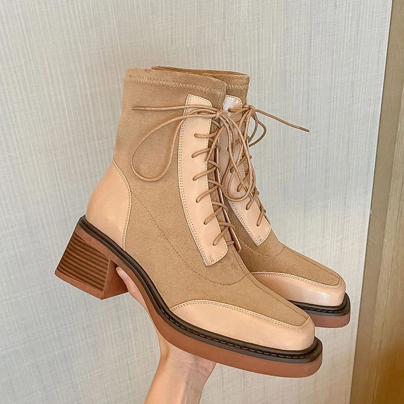 Eva - Stiefeletten Western aus Spitze mit Reißverschluss und Absatz mit Auftritt markant