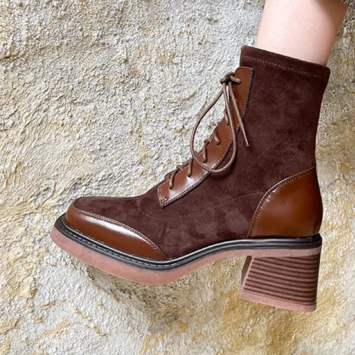 Eva - Stiefeletten Western aus Spitze mit Reißverschluss und Absatz mit Auftritt markant