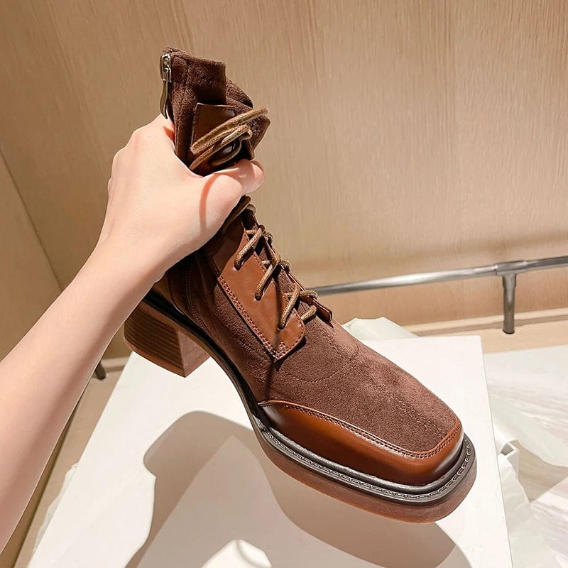 Eva - Stiefeletten Western aus Spitze mit Reißverschluss und Absatz mit Auftritt markant