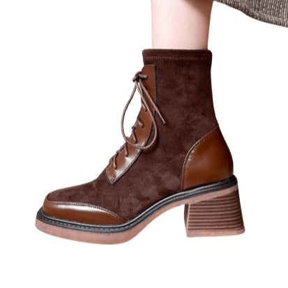 Eva - Stiefeletten Western aus Spitze mit Reißverschluss und Absatz mit Auftritt markant