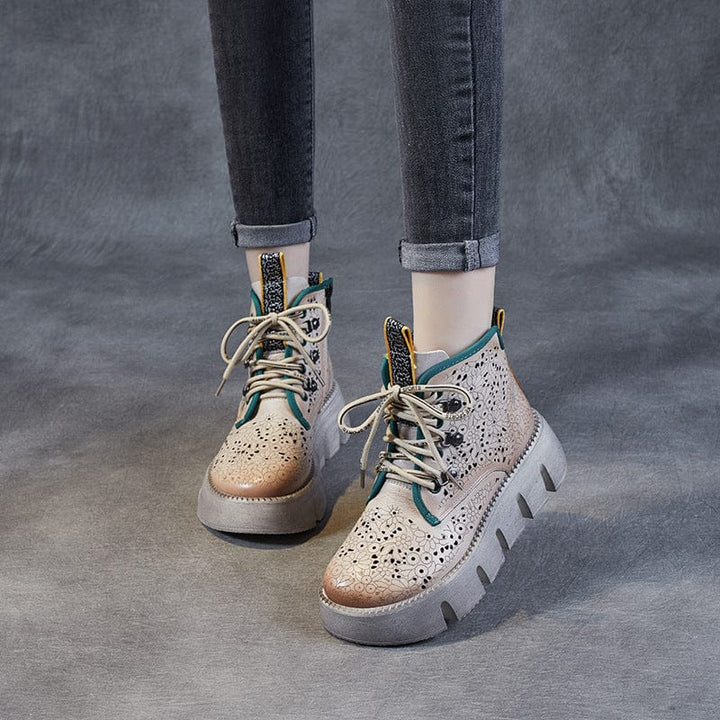 Carla - Stiefeletten Western aus Spitze mit Reißverschluss und Absatz