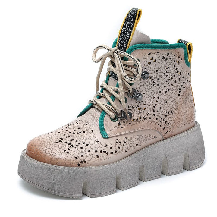 Carla - Stiefeletten Western aus Spitze mit Reißverschluss und Absatz