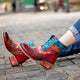 Felicitas - Stiefeletten Western aus Spitze mit Reißverschluss und Absatz im Stil Rodeo