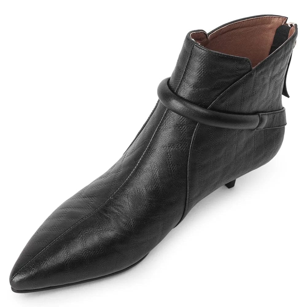 Selina - Stiefeletten Western mit Reißverschluss und Absatz mit Linie streckend