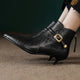 Selina - Stiefeletten Western mit Reißverschluss und Absatz mit Linie streckend