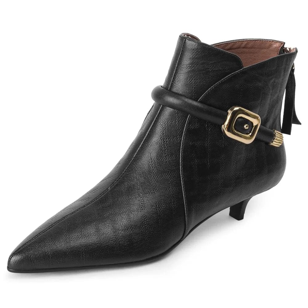 Selina - Stiefeletten Western mit Reißverschluss und Absatz mit Linie streckend