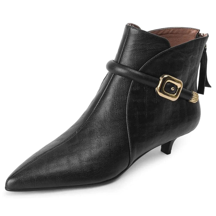 Selina - Stiefeletten Western mit Reißverschluss und Absatz mit Linie streckend