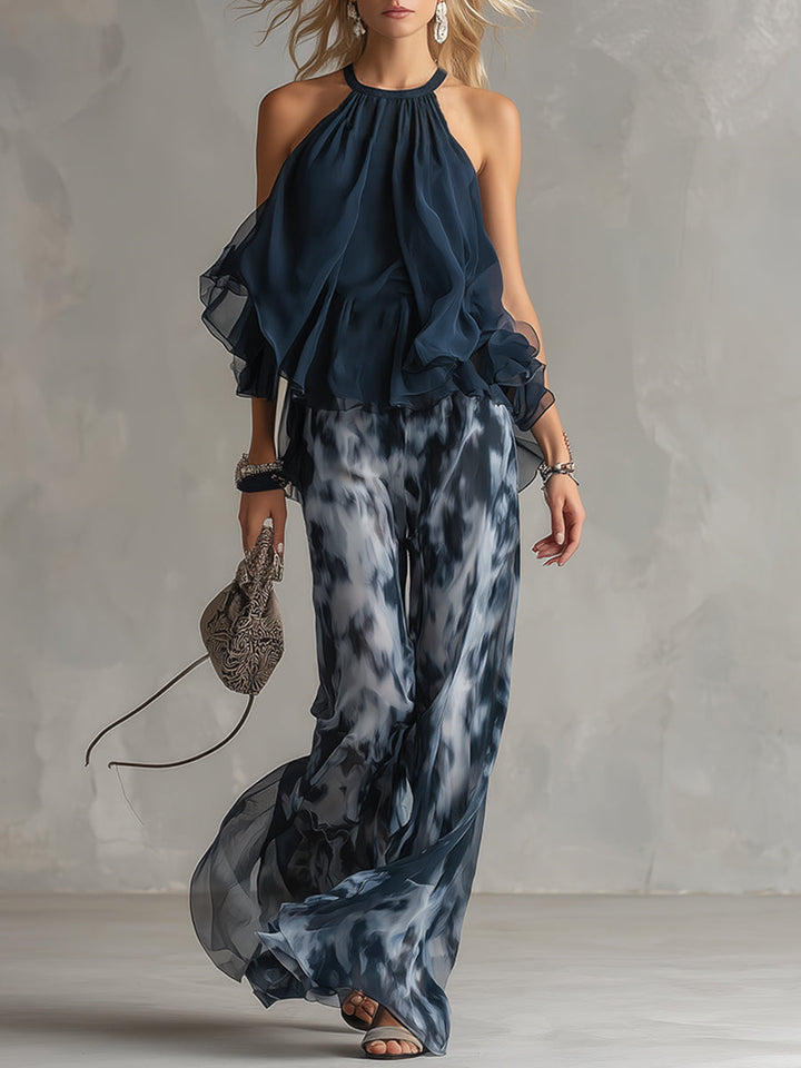 Sina - Elegantes Hosen-Ensemble für den Alltag aus Chiffon abstrakt