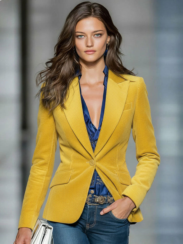 Mara - Jacke Retro für besondere Abende aus Samt mit V-Ausschnitt und Knöpfen mit Linie feminin
