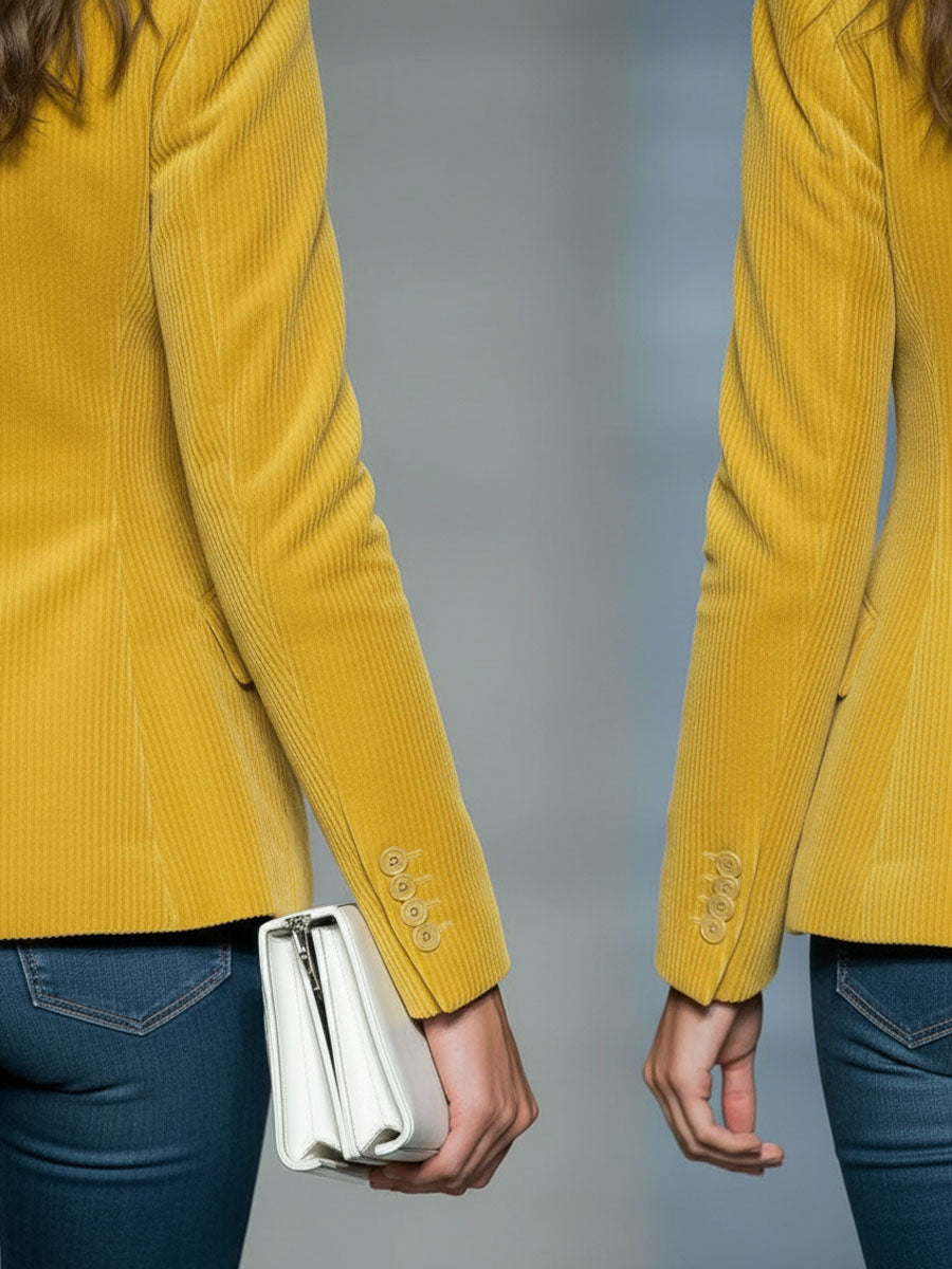 Mara - Jacke Retro für besondere Abende aus Samt mit V-Ausschnitt und Knöpfen mit Linie feminin