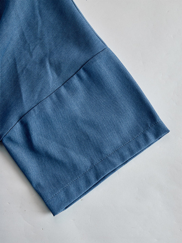 Marlena - Maxikleid Retro für den Alltag aus Jeansstoff mit V-Ausschnitt