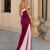 Mathilda - Satiniertes Maxikleid mit Wickelausschnitt