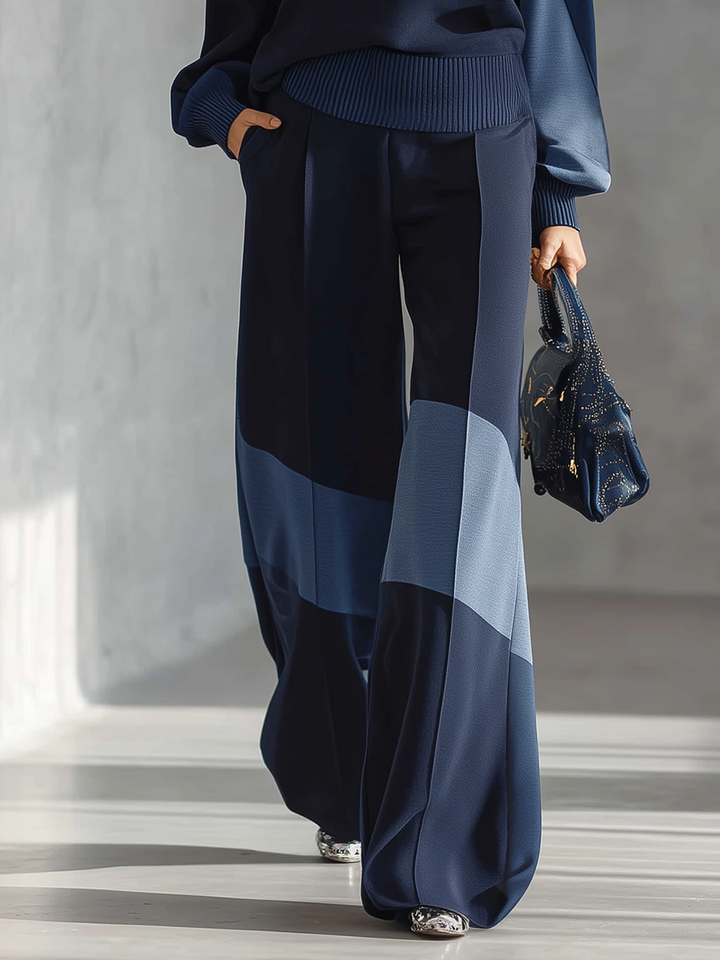 Lisbeth - Lässiges Hosen-Ensemble sportlich aus Leinen im Farbblock-Design