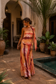 Annelie - Maxikleid mit Bandeau Ausschnitt und Print