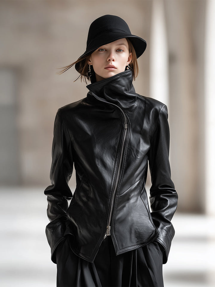 Kerstin - Jacke für den Alltag aus Kunstleder mit Reißverschluss und Kragen