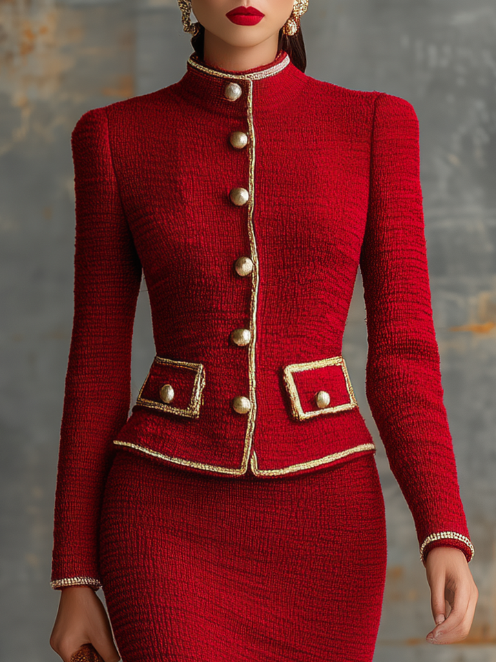 Talea - Elegantes Rock-Ensemble im Retro-Stil aus Strick gestreift