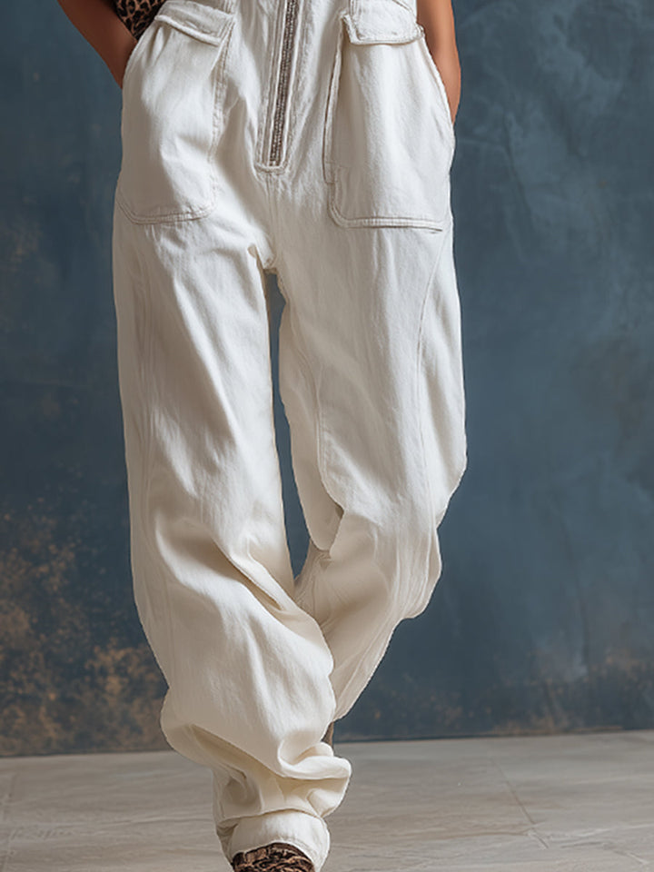 Bettina - Overall Western im Retro-Stil aus Jeansstoff mit Kragen ärmellos mit Linie feminin