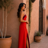 Lena - Maxikleid mit Neckholder und Beinschlitz