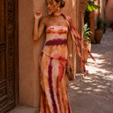 Annelie - Maxikleid mit Bandeau Ausschnitt und Print