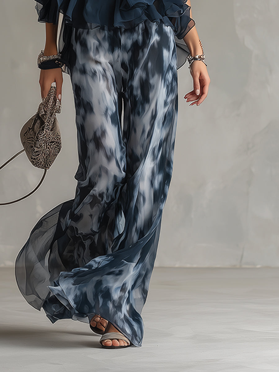 Sina - Elegantes Hosen-Ensemble für den Alltag aus Chiffon abstrakt