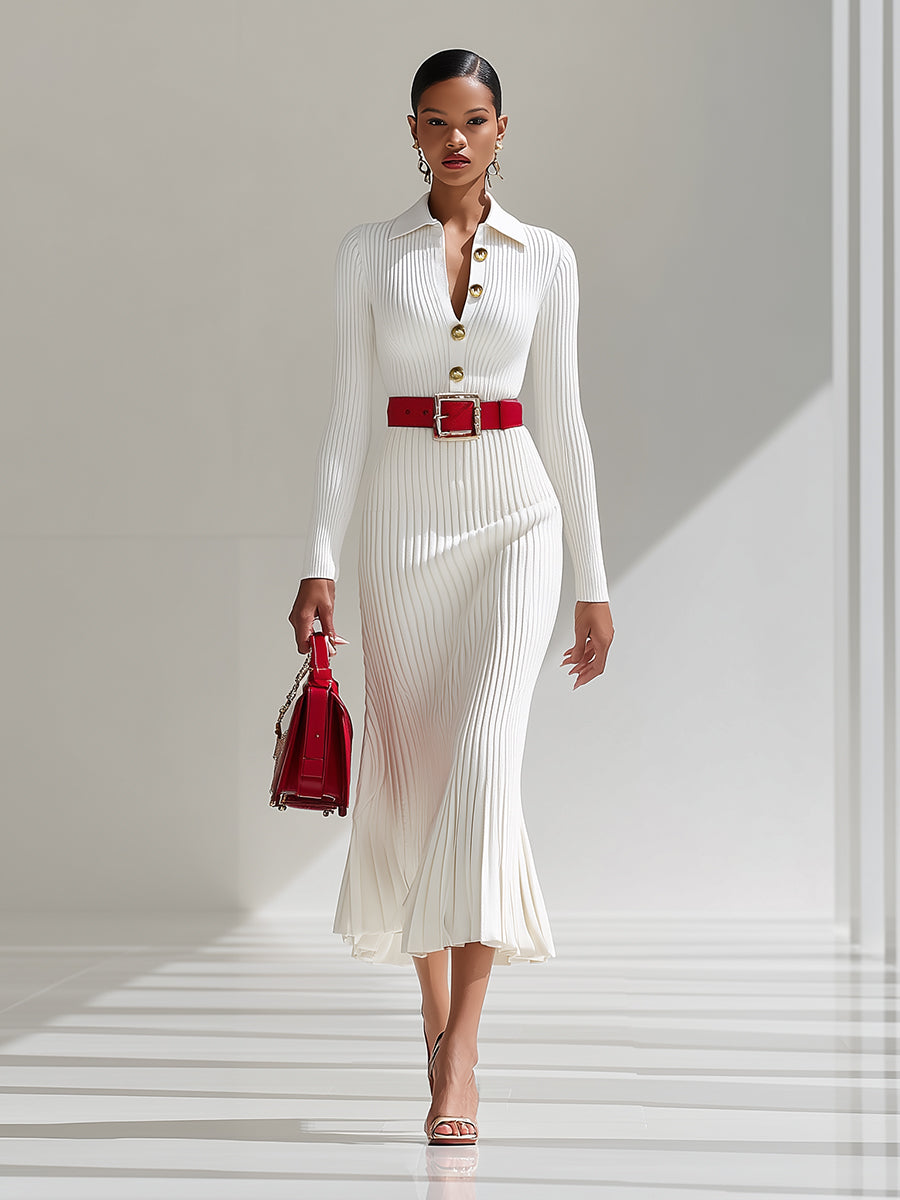 Ilona - Maxikleid mit Kragen und Knöpfen