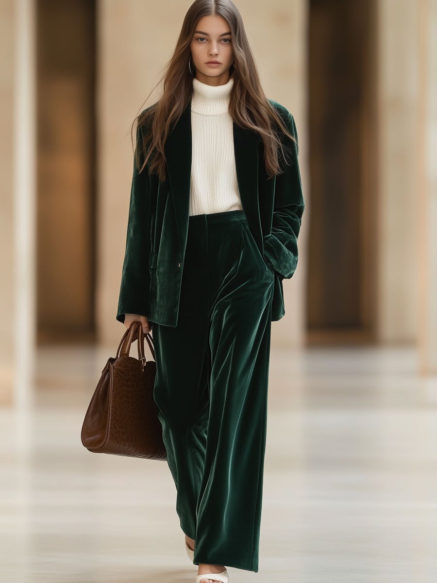 Nieke - Hose lässig Retro aus Samt mit Taschen mit Linie feminin