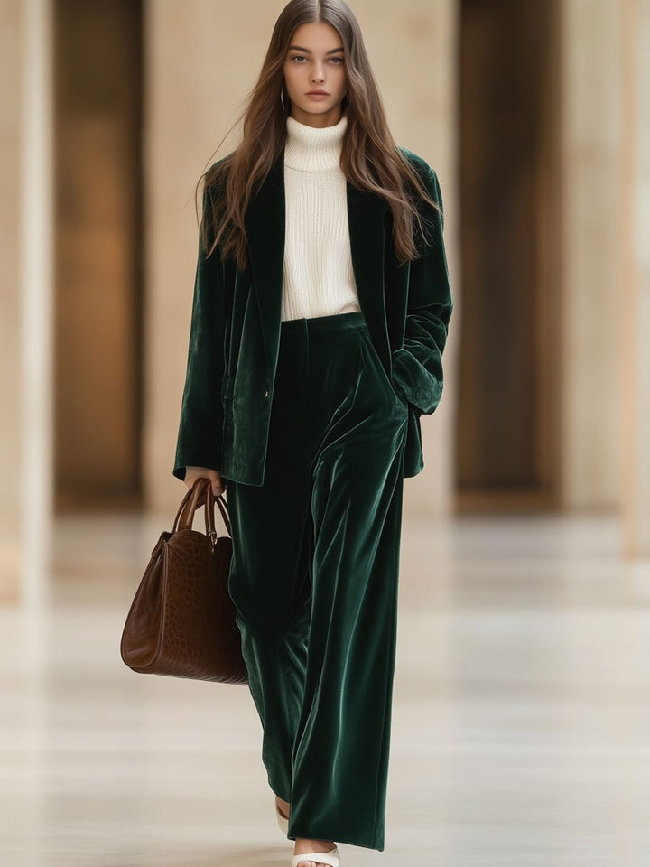 Nieke - Hose lässig Retro aus Samt mit Taschen mit Linie feminin