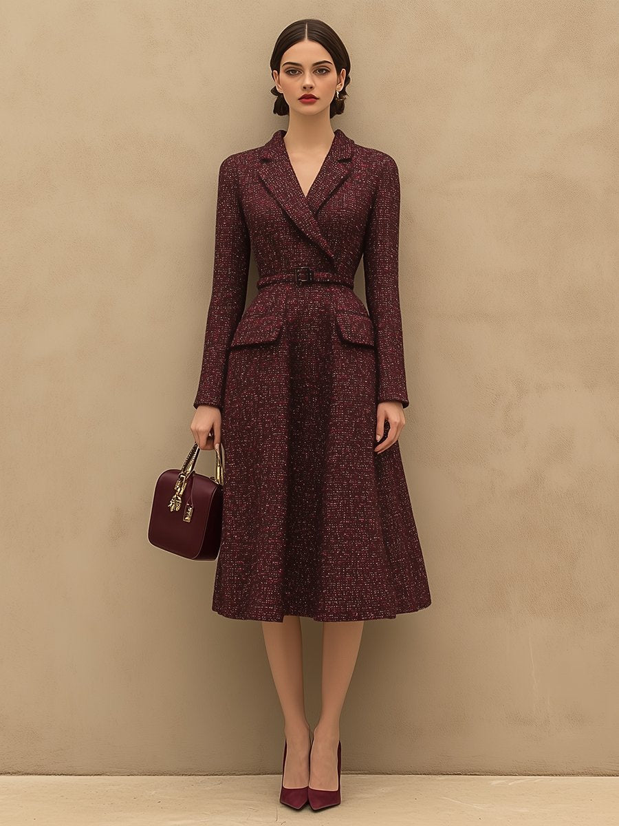 Roswitha - Elegantes Midikleid Retro mit Kragen