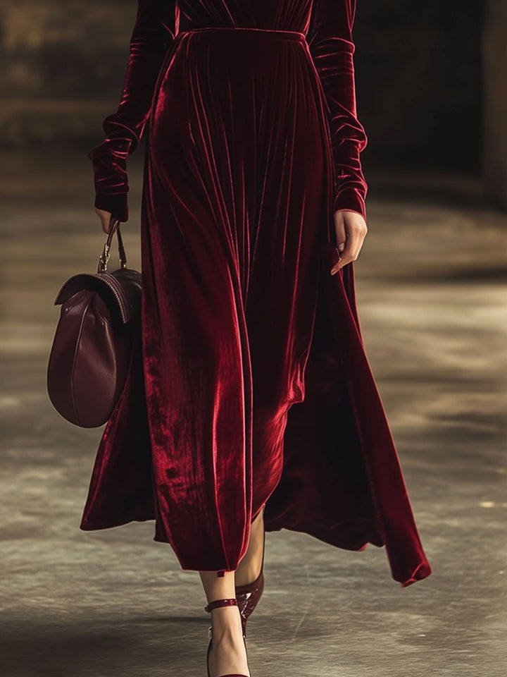 Hedi - Midikleid Retro aus Samt mit V-Ausschnitt