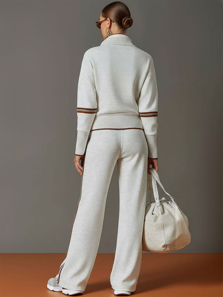 Lilith - Sportliches Hosen-Ensemble im Retro-Stil aus technischem Gewebe gestreift mit Reißverschluss