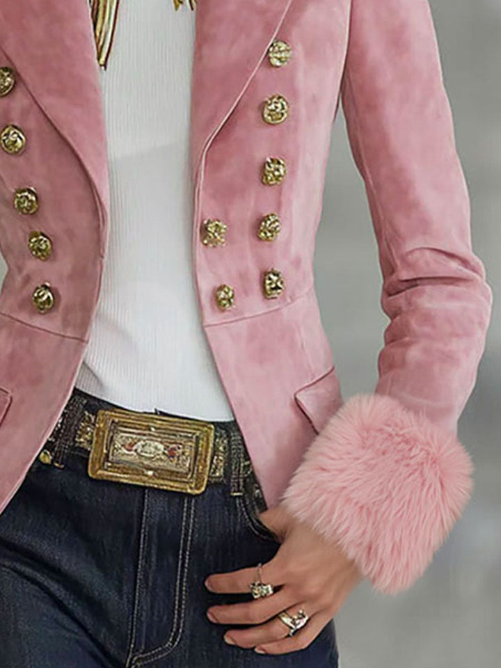 Dagmar - Jacke Western aus Kunstwildleder mit Kragen und Knöpfen