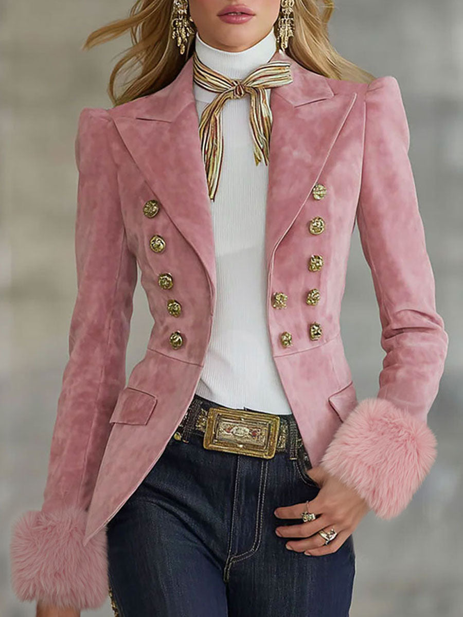Dagmar - Jacke Western aus Kunstwildleder mit Kragen und Knöpfen