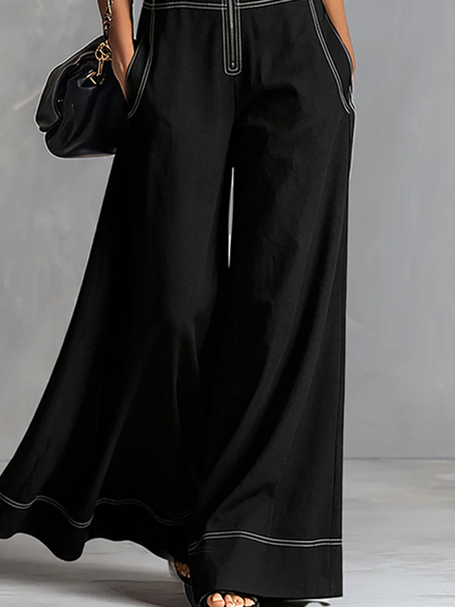 Tilda - Overall elegant für den Alltag aus Jeansstoff mit Reißverschluss und V-Ausschnitt und ärmellosem Schnitt