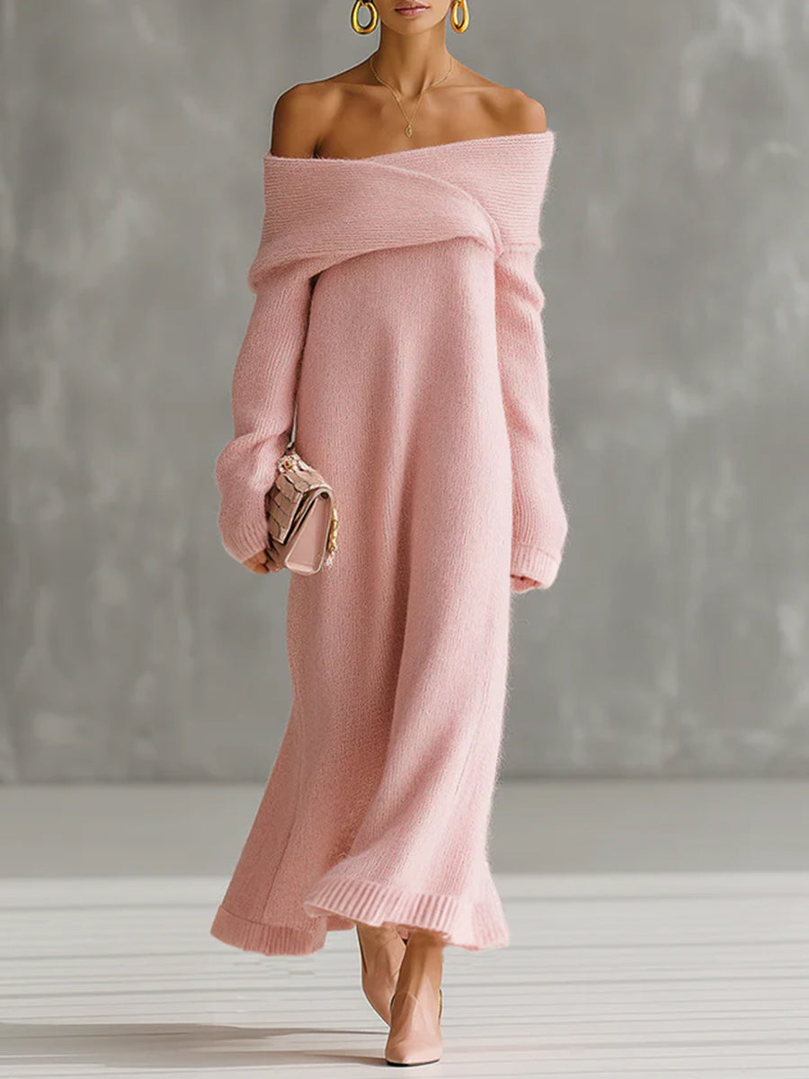 Luise - Maxikleid aus Strick schulterfrei